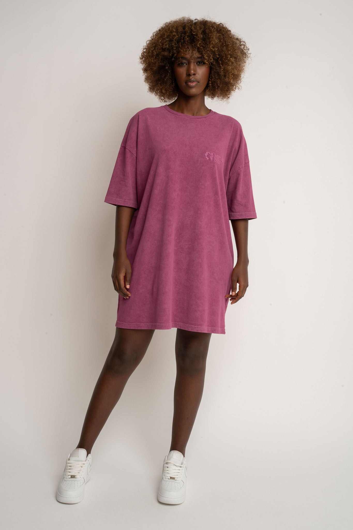 T-SHIRT OVERSIZE Z EFEKTEM WASHED BURGUNDOWY - COMO