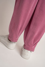 SPODNIE DRESOWE O KROJU BALLOON FIT Z EFEKTEM WASHED RÓŻOWE - RIBE TALL