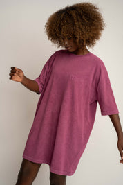 T-SHIRT OVERSIZE Z EFEKTEM WASHED BURGUNDOWY - COMO