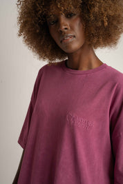 T-SHIRT OVERSIZE Z EFEKTEM WASHED BURGUNDOWY - COMO