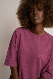 T-SHIRT OVERSIZE Z EFEKTEM WASHED BURGUNDOWY - COMO
