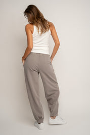 BALLOON FIT SWEATPANTS WITH WASHED MOCCA EFFECT - RIBE TALL