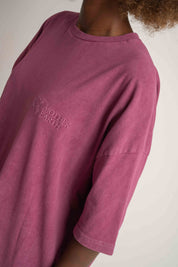 T-SHIRT OVERSIZE Z EFEKTEM WASHED BURGUNDOWY - COMO