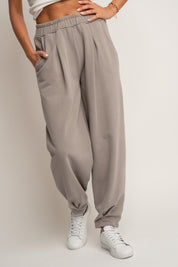 BALLOON FIT SWEATPANTS WITH WASHED MOCCA EFFECT - RIBE TALL