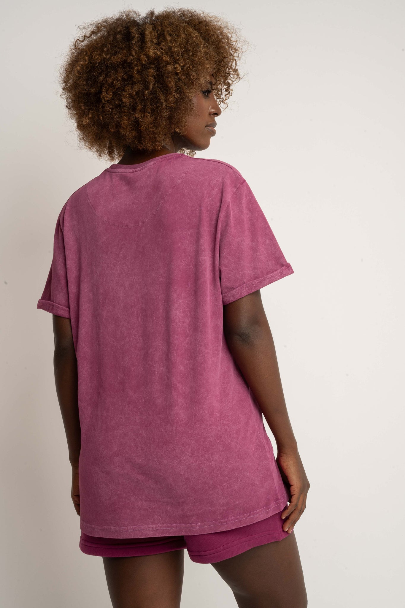 T-SHIRT Z EFEKTEM WASHED BURGUNDOWY - MOJAVE