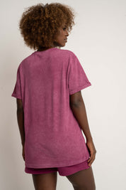 T-SHIRT Z EFEKTEM WASHED BURGUNDOWY - MOJAVE