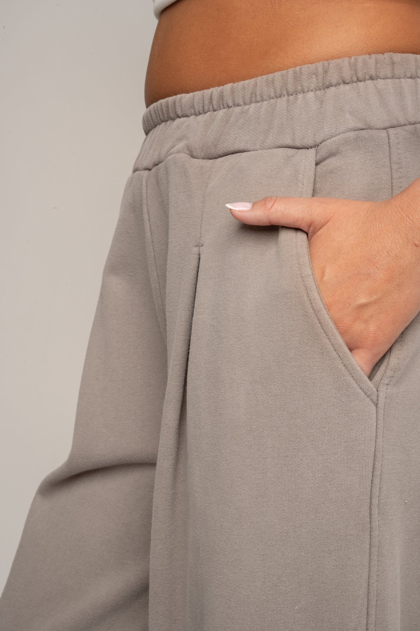 BALLOON FIT SWEATPANTS WITH WASHED MOCCA EFFECT - RIBE TALL