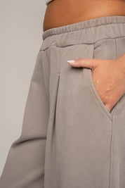 BALLOON FIT SWEATPANTS WITH WASHED MOCCA EFFECT - RIBE TALL
