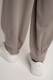 BALLOON FIT SWEATPANTS WITH WASHED MOCCA EFFECT - RIBE TALL