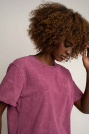 T-SHIRT Z EFEKTEM WASHED BURGUNDOWY - MOJAVE