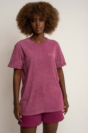 T-SHIRT Z EFEKTEM WASHED BURGUNDOWY - MOJAVE