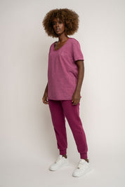T-SHIRT Z EFEKTEM WASHED BURGUNDOWY - SEINE