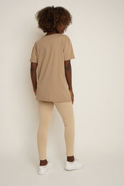 T-SHIRT OVERSIZE Z DELIKATNYM EFEKTEM SPRANIA BEŻOWY - NUSA