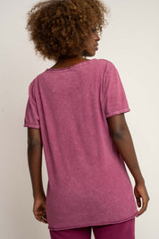 T-SHIRT Z EFEKTEM WASHED BURGUNDOWY - SEINE