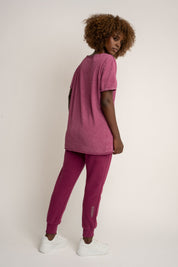 T-SHIRT Z EFEKTEM WASHED BURGUNDOWY - SEINE
