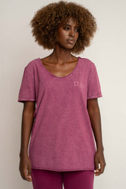 T-SHIRT Z EFEKTEM WASHED BURGUNDOWY - SEINE
