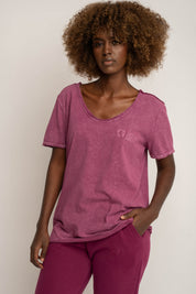 T-SHIRT Z EFEKTEM WASHED BURGUNDOWY - SEINE