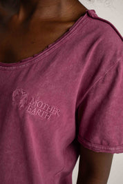 T-SHIRT Z EFEKTEM WASHED BURGUNDOWY - SEINE