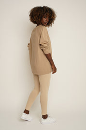 OVERSIZED LONGSLEEVE WITH A DELICATE WASHED EFFECT BEIGE - OBILATU