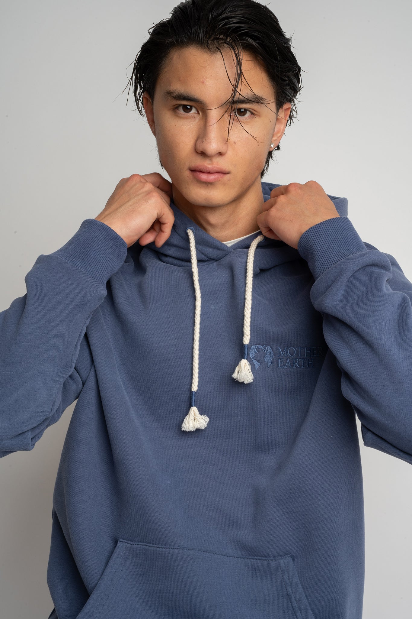 MEN'S NAVY HOODED SWEATSHIRT - ASTON