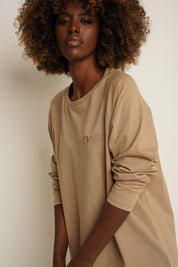 OVERSIZED LONGSLEEVE WITH A DELICATE WASHED EFFECT BEIGE - OBILATU