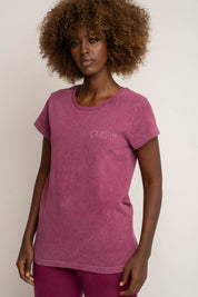 T-SHIRT Z EFEKTEM WASHED BURGUNDOWY - YUKON