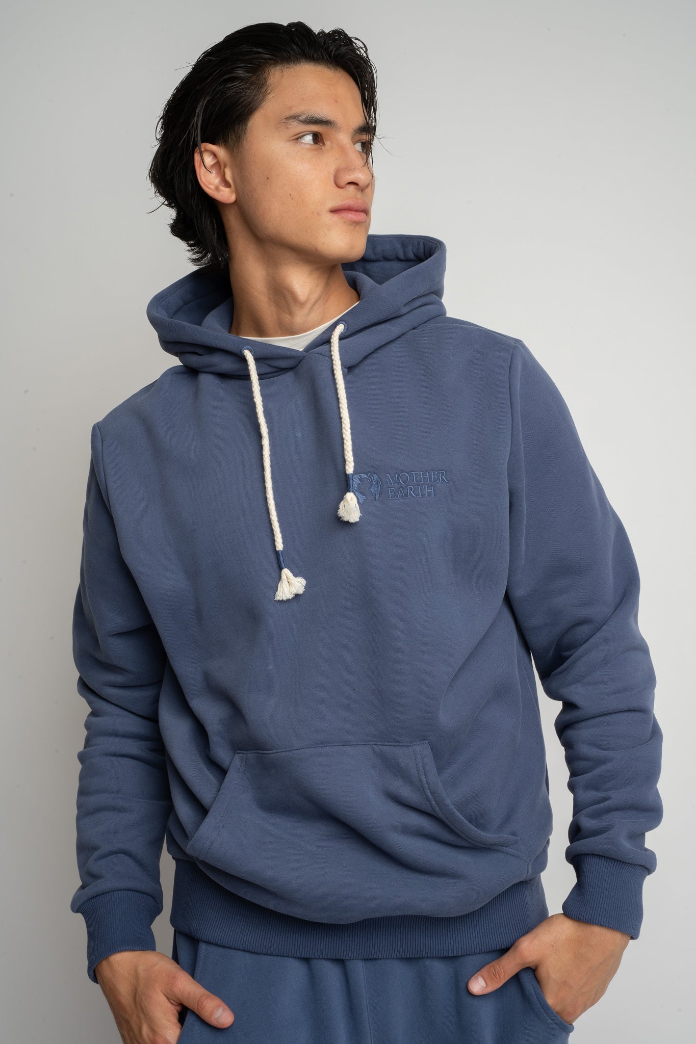 MEN'S NAVY HOODED SWEATSHIRT - ASTON