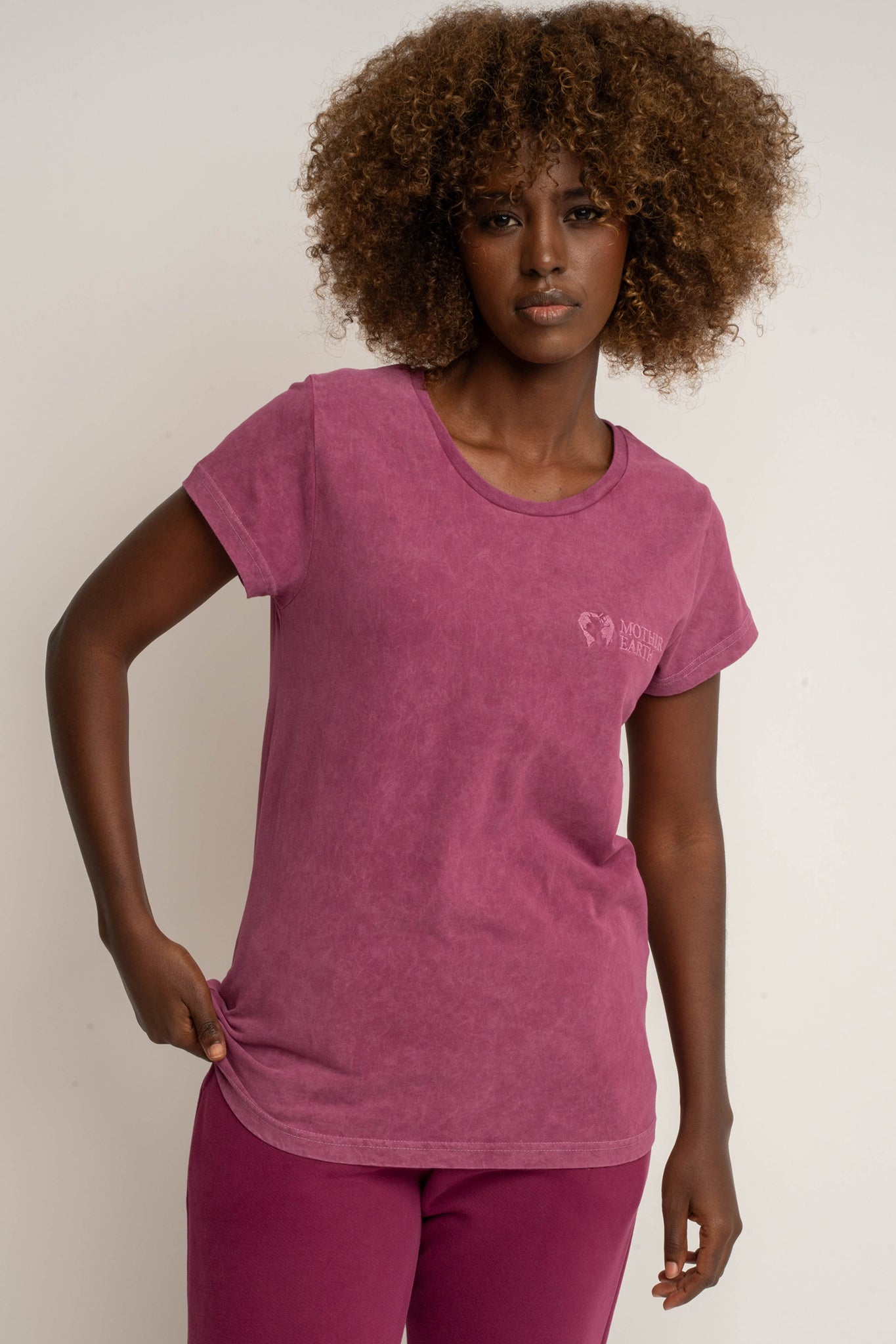 T-SHIRT Z EFEKTEM WASHED BURGUNDOWY - YUKON