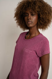 T-SHIRT Z EFEKTEM WASHED BURGUNDOWY - YUKON