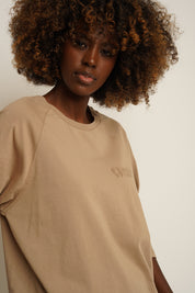 OVERSIZED LONGSLEEVE WITH A DELICATE WASHED EFFECT BEIGE - OBILATU