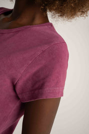 T-SHIRT Z EFEKTEM WASHED BURGUNDOWY - YUKON