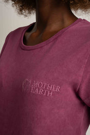 T-SHIRT Z EFEKTEM WASHED BURGUNDOWY - YUKON