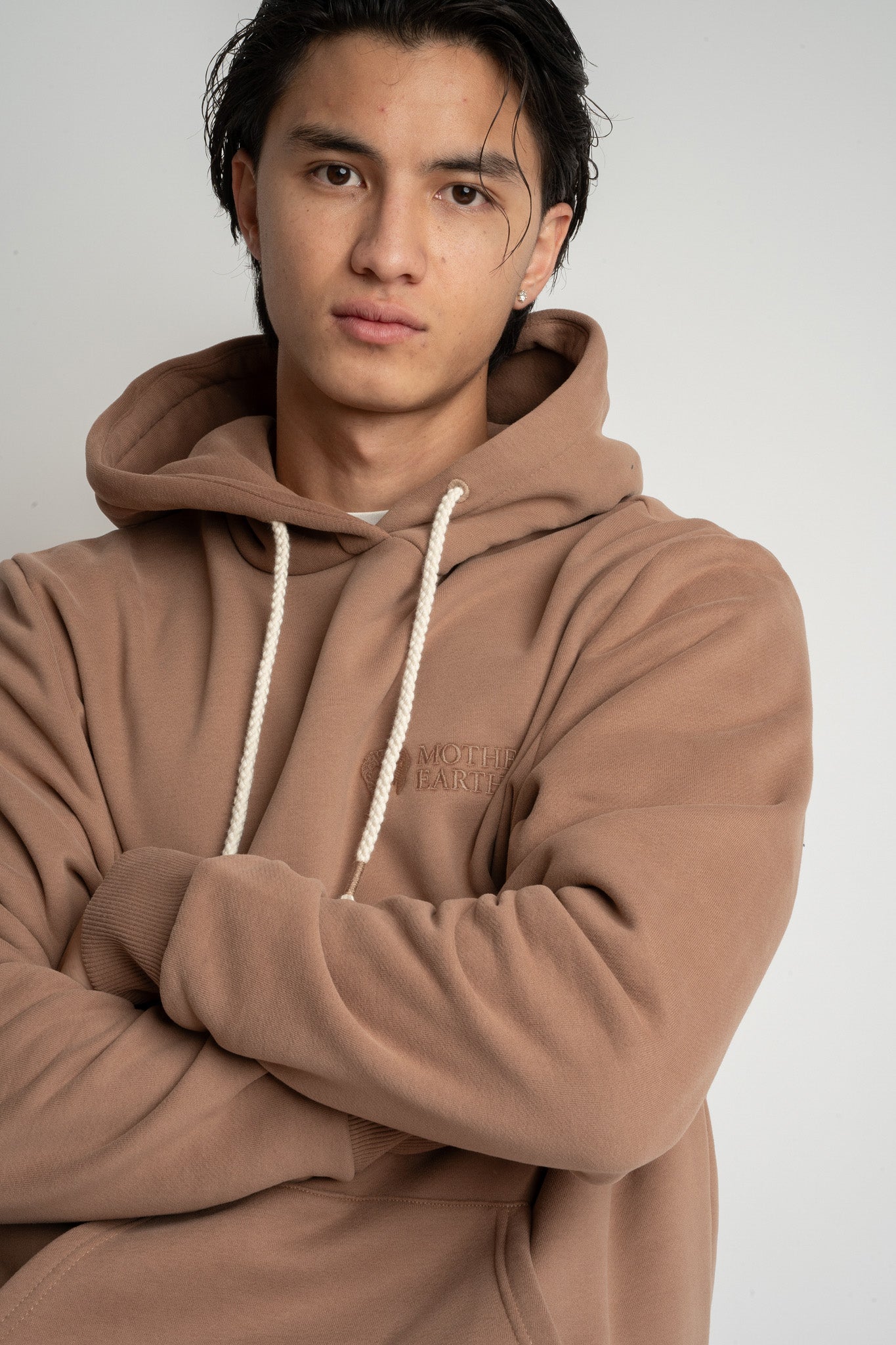 MĘSKA BLUZA Z KAPTUREM 2nd DROP BRĄZOWA- ASTON