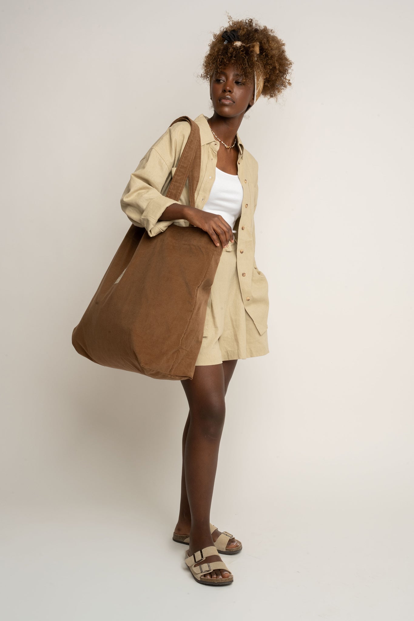 LIGHT BROWN SHOPPER BAG - ADALAR