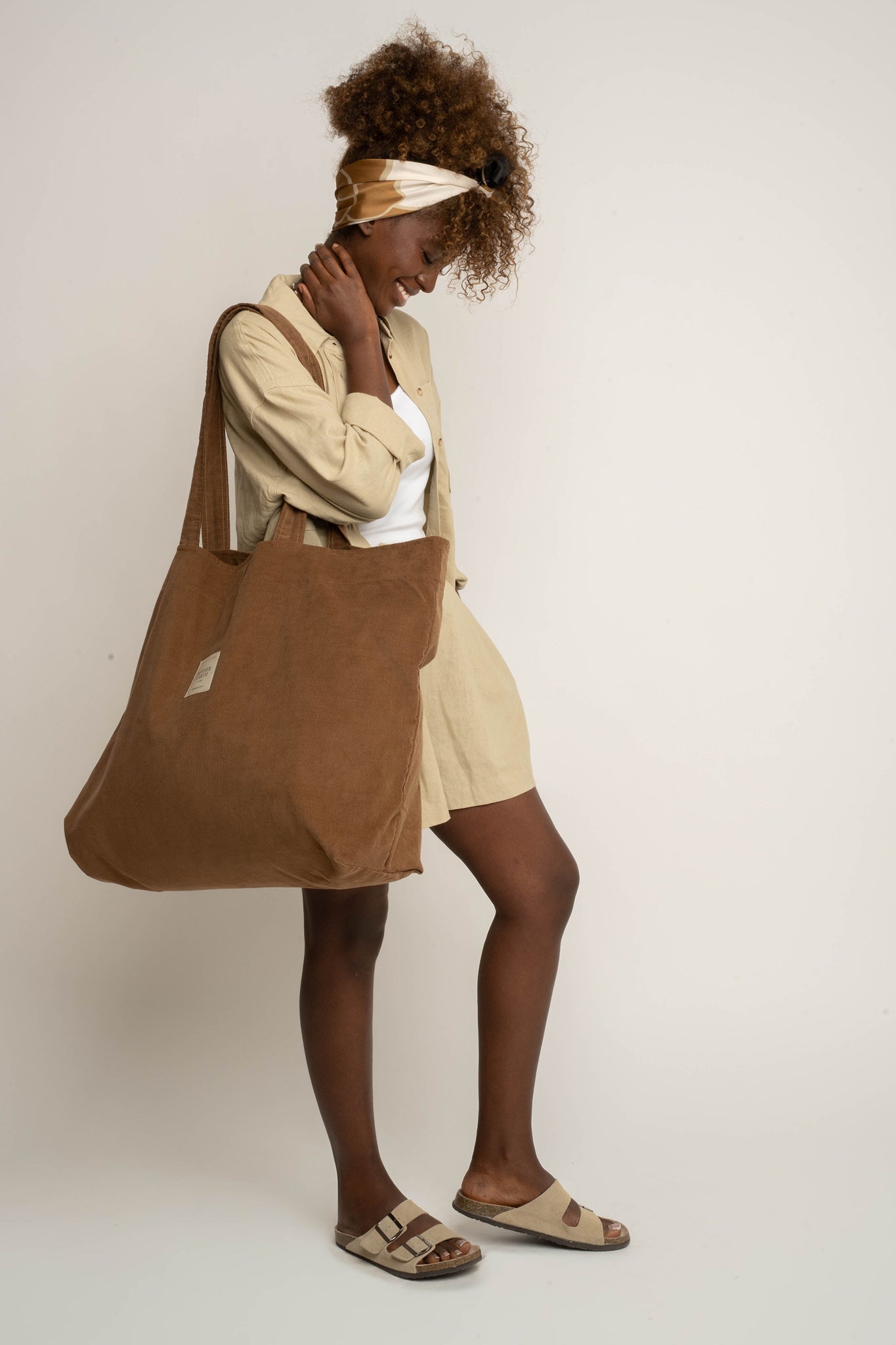 LIGHT BROWN SHOPPER BAG - ADALAR