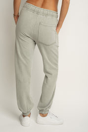SPODNIE DRESOWE REGULAR FIT Z EFEKTEM WASHED OLIWKOWE - LAHTI