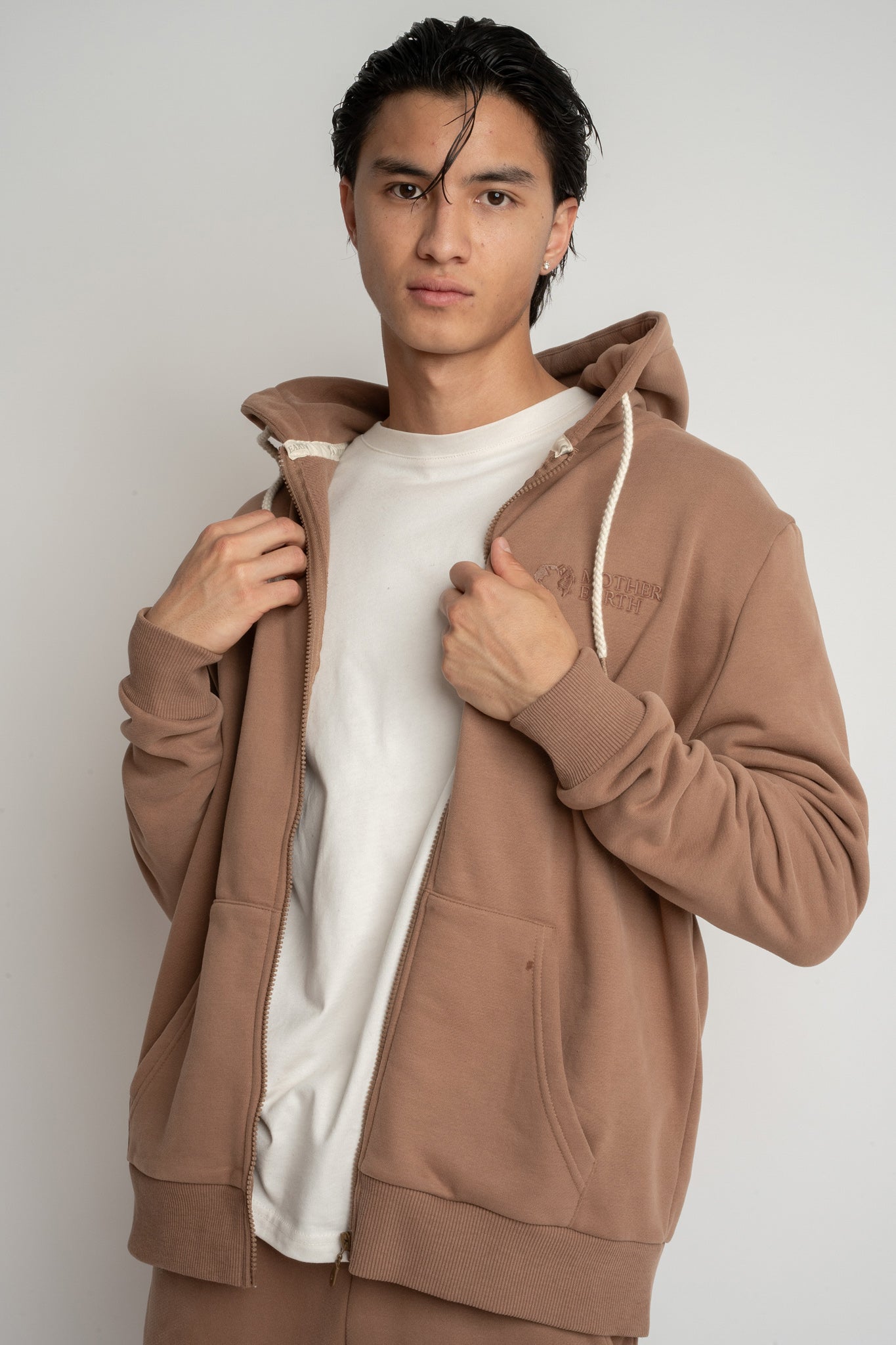 MĘSKA BLUZA Z KAPTUREM 2nd DROP BRĄZOWA - NASSAU