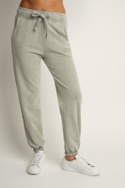 SPODNIE DRESOWE REGULAR FIT Z EFEKTEM WASHED OLIWKOWE - LAHTI