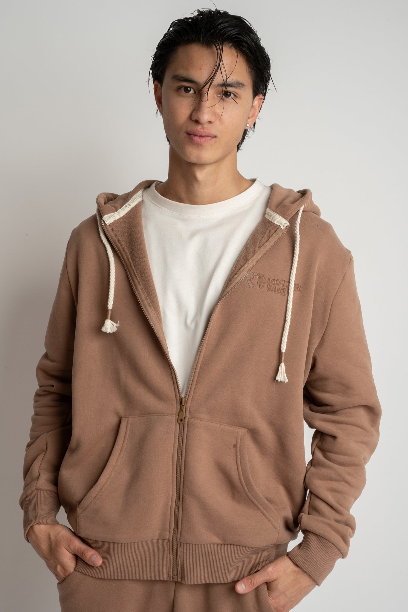 MĘSKA BLUZA Z KAPTUREM 2nd DROP BRĄZOWA - NASSAU