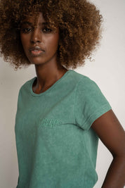 T-SHIRT Z EFEKTEM WASHED ZIELONY  - YUKON