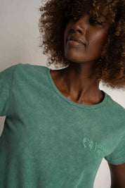 T-SHIRT Z EFEKTEM WASHED ZIELONY  - YUKON