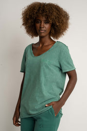 T-SHIRT Z EFEKTEM WASHED ZIELONY - SEINE