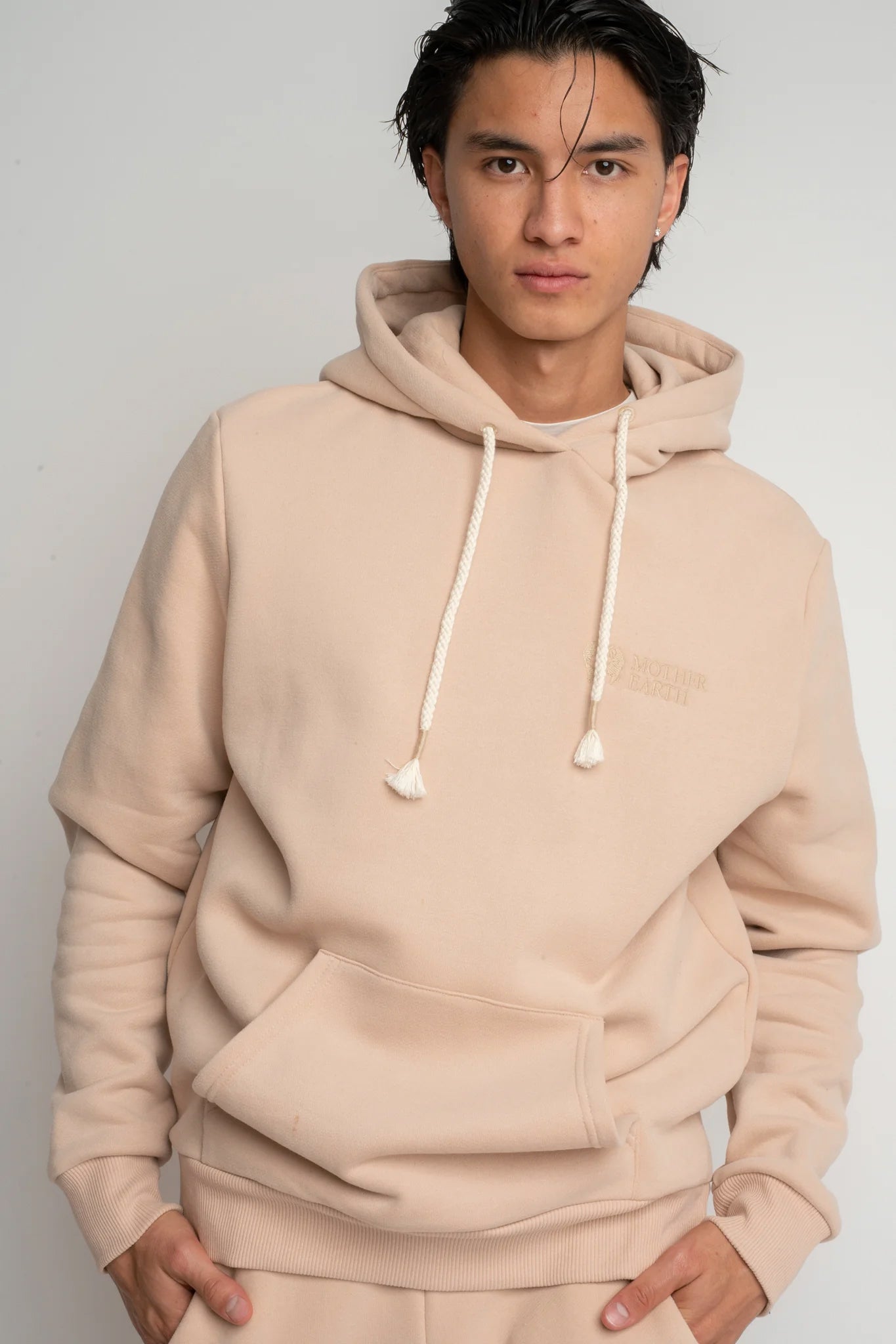 MĘSKA BLUZA Z KAPTUREM 2nd DROP BEŻOWA - ASTON