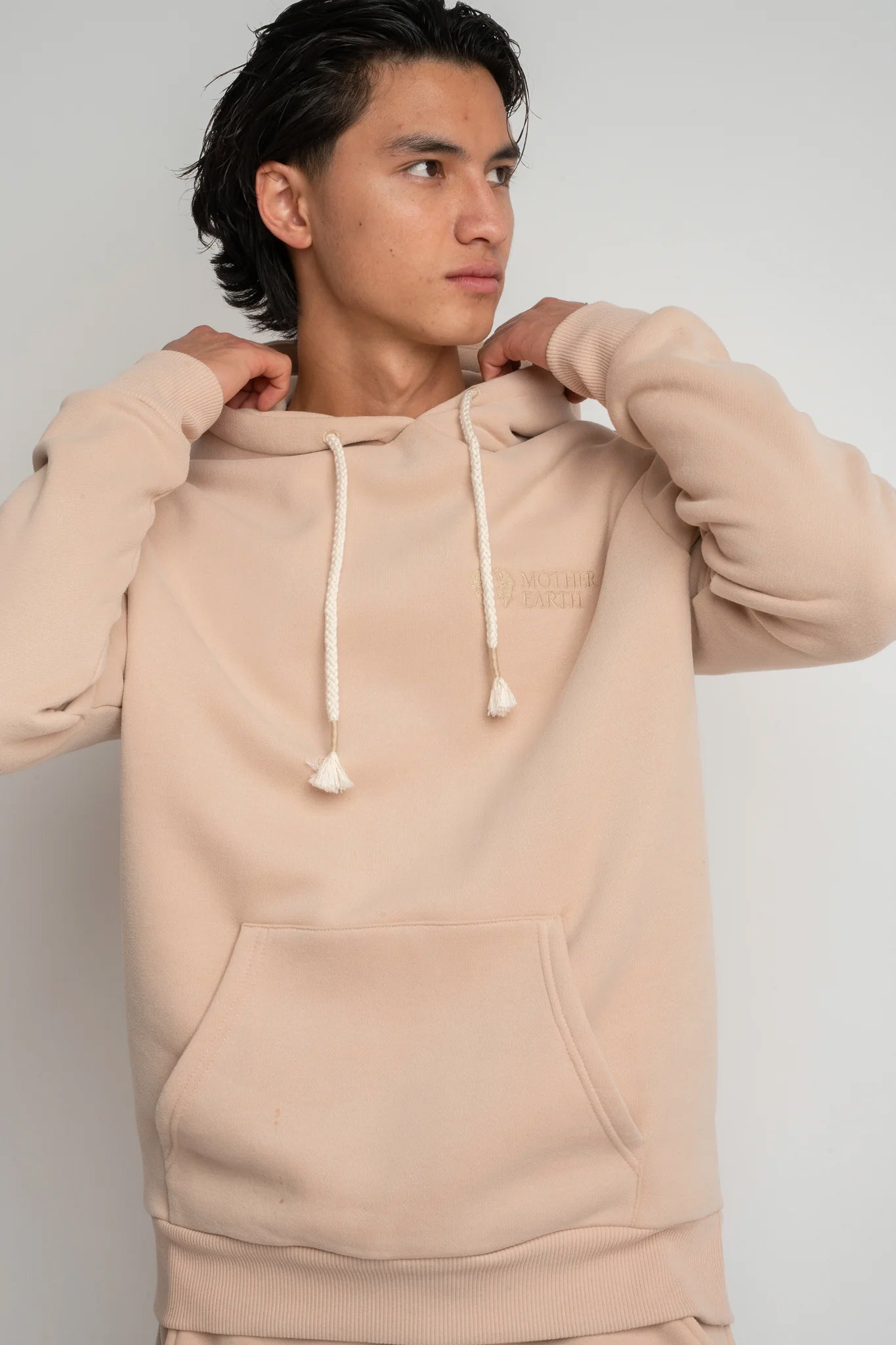 MĘSKA BLUZA Z KAPTUREM 2nd DROP BEŻOWA - ASTON