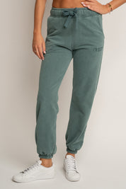 WASHED GREEN SWEATPANTS - LAHTI