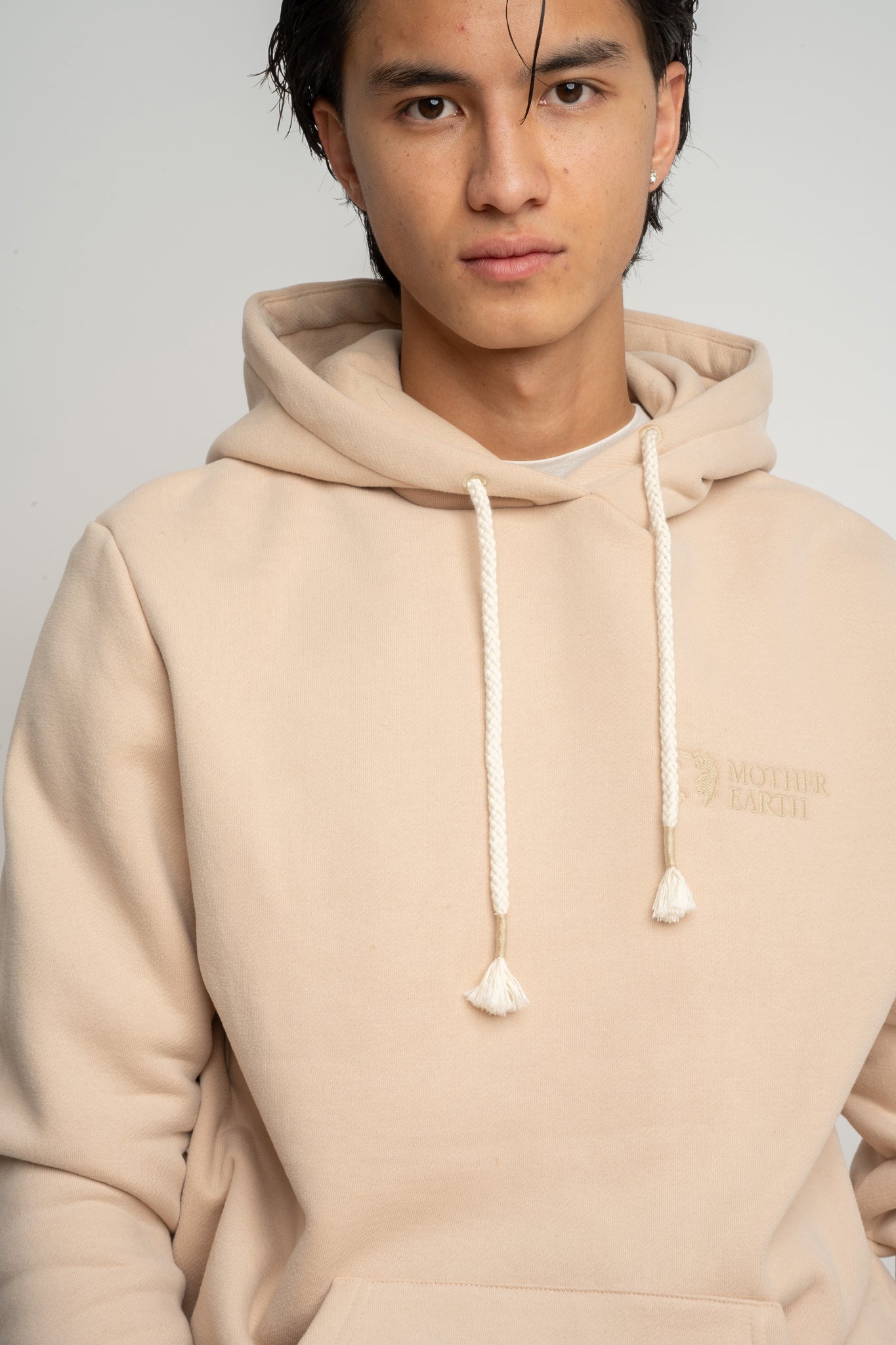 MEN'S BEIGE HOODED SWEATSHIRT - ASTON