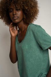 T-SHIRT Z EFEKTEM WASHED ZIELONY - SEINE