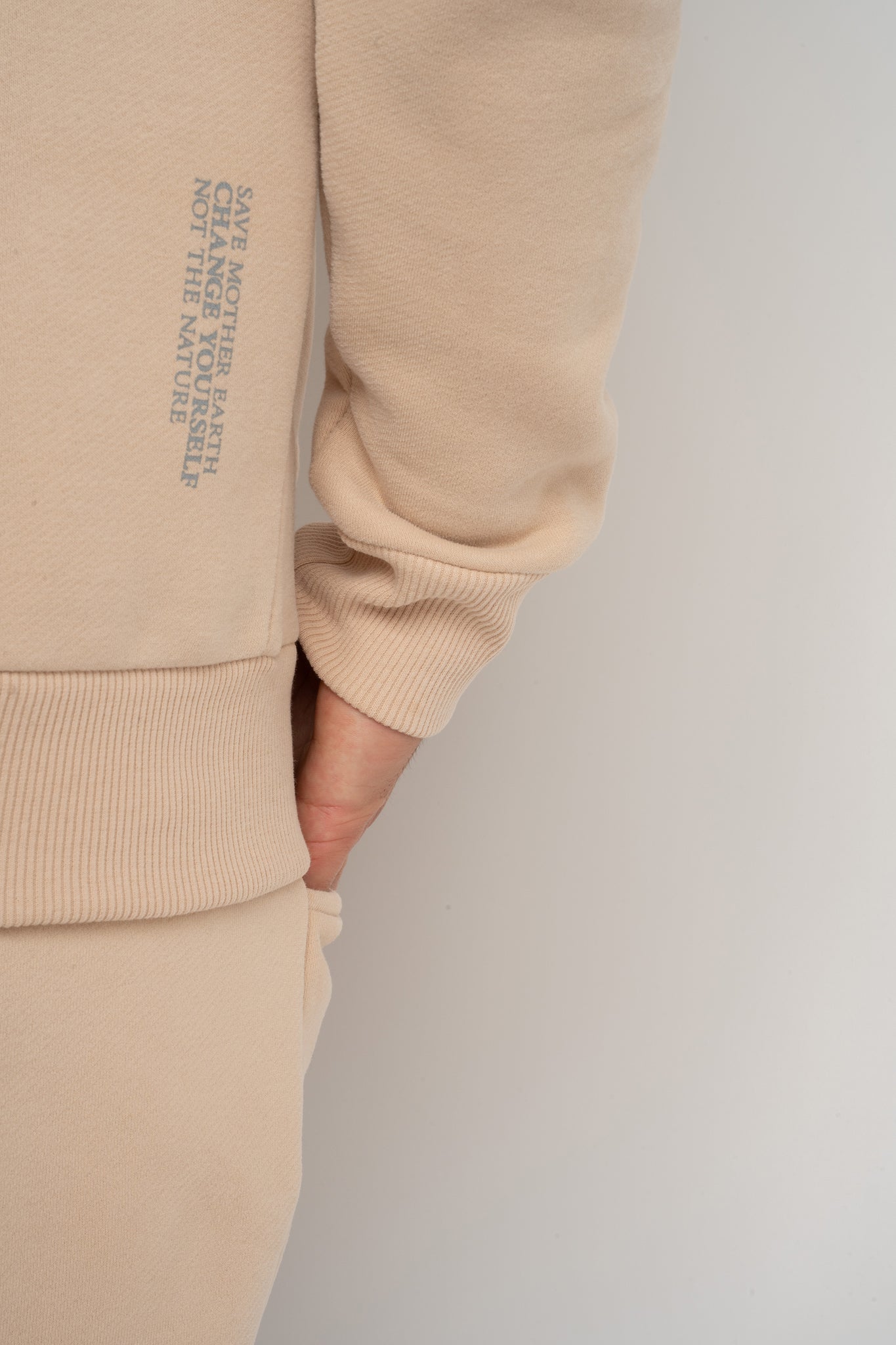 MEN'S BEIGE HOODED SWEATSHIRT - ASTON