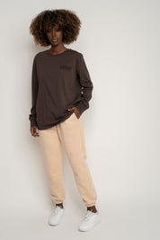 OVERSIZED LONGSLEEVE WITH A DELICATE WASH EFFECT, DARK BROWN - GILI