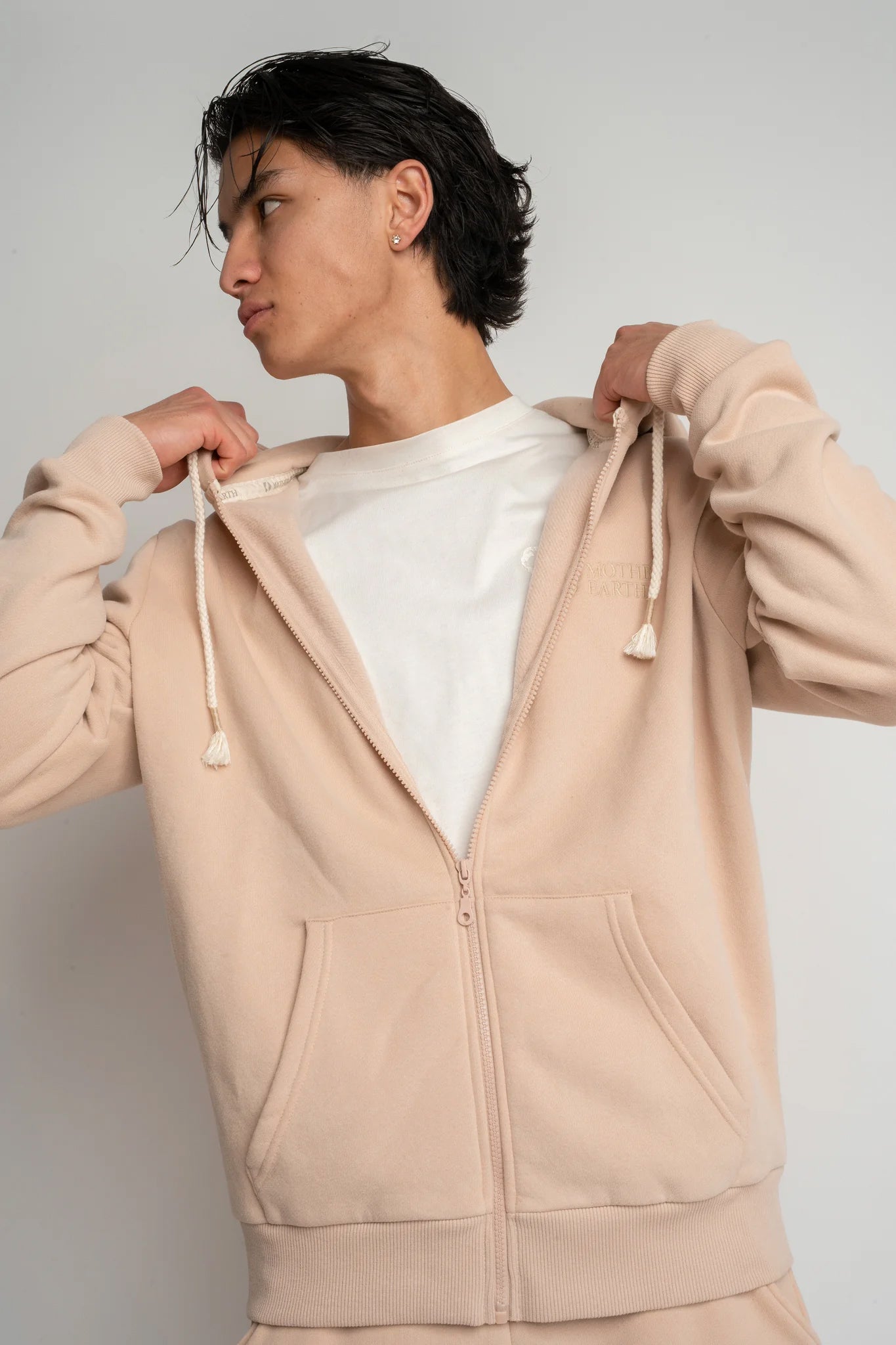 MĘSKA BLUZA Z KAPTUREM 2nd DROP BEŻOWA - NASSAU